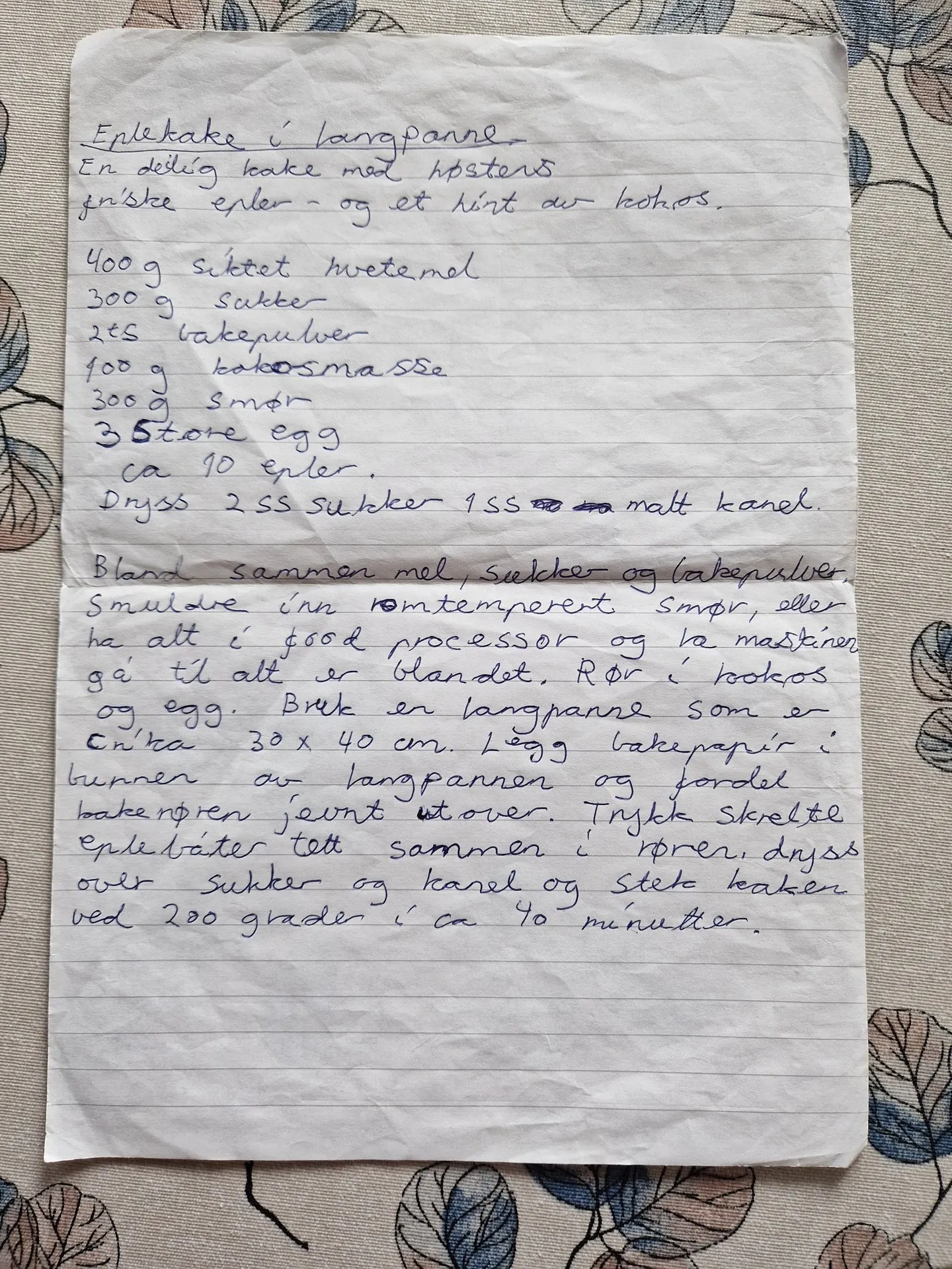 Bilde (0) av oppskrift for Eplekake i langpanne