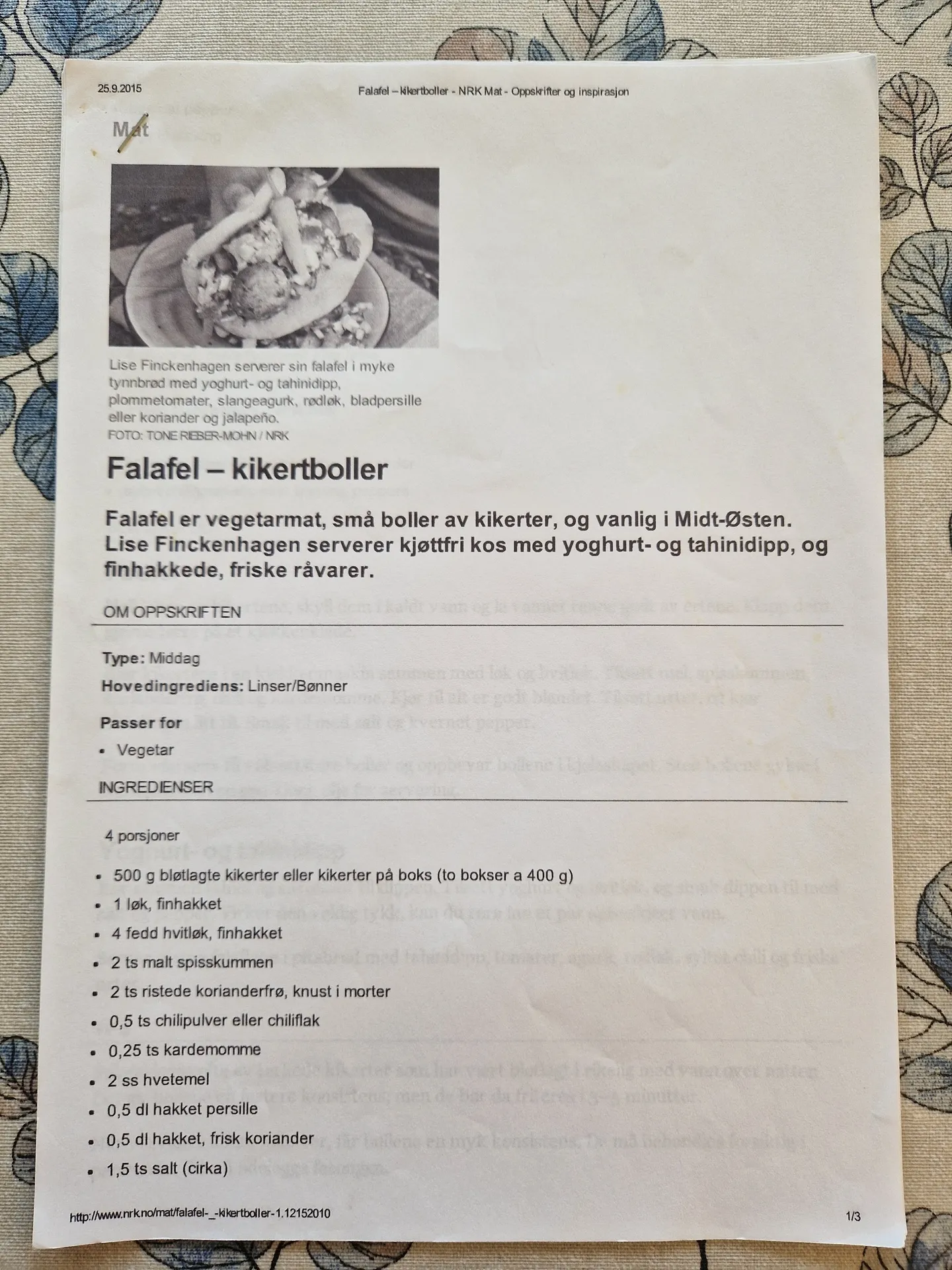 Bilde (0) av oppskrift for Falafel