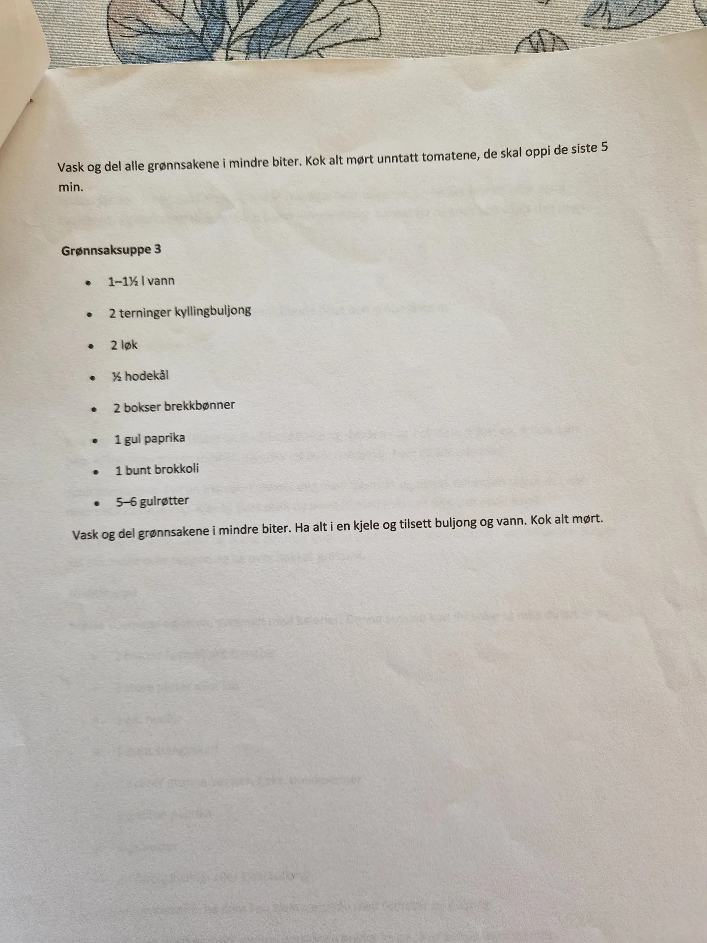 Bilde (0) av oppskrift for Grønnsakssuppe 3