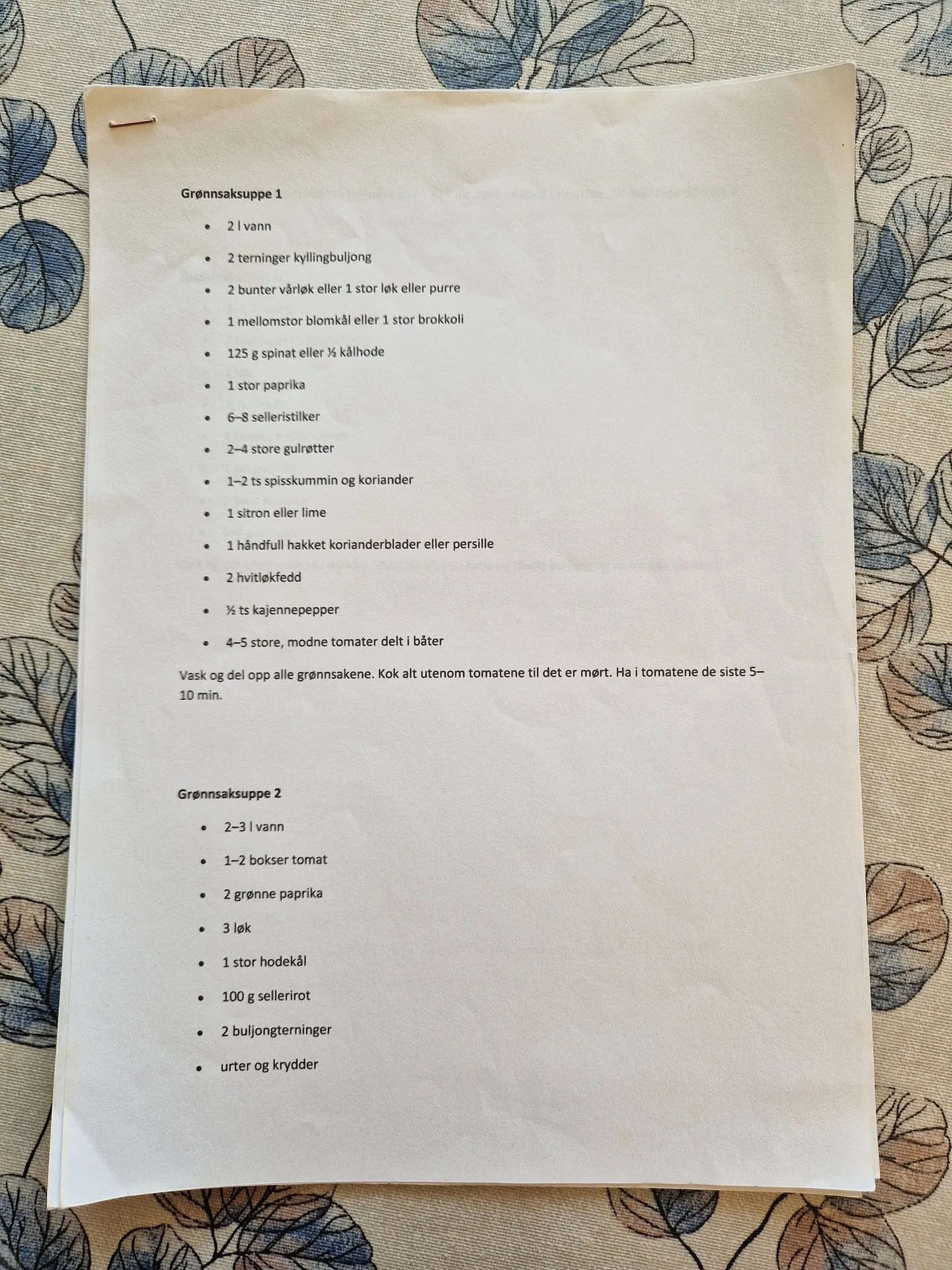 Bilde (0) av oppskrift for Grønnsakssuppe 2