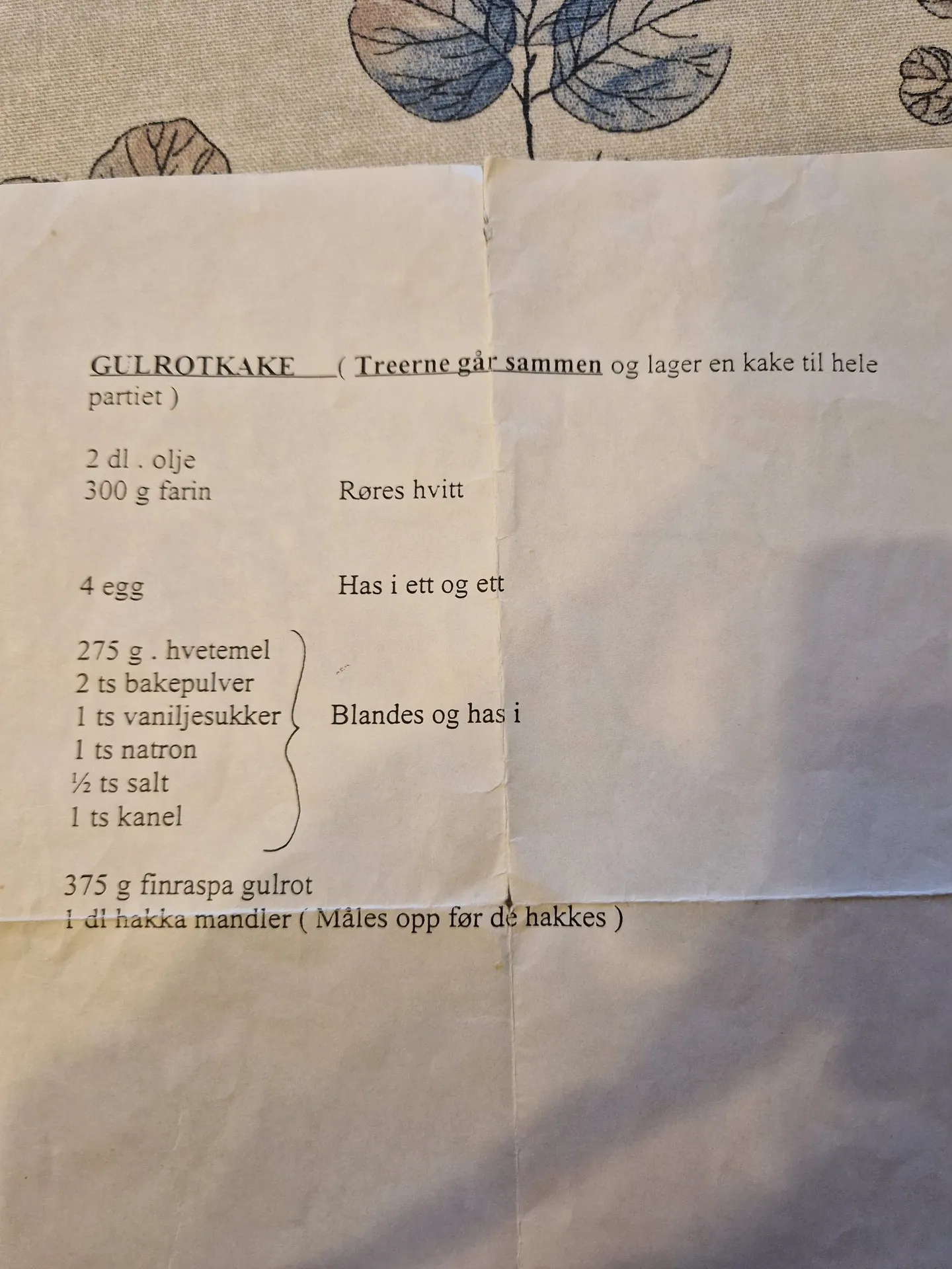 Bilde (0) av oppskrift for Gulrotkake 3