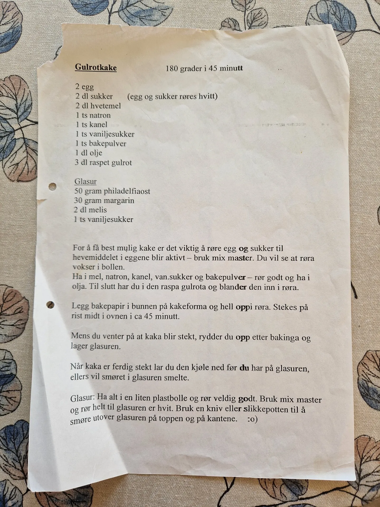 Bilde (0) av oppskrift for Gulrotkake