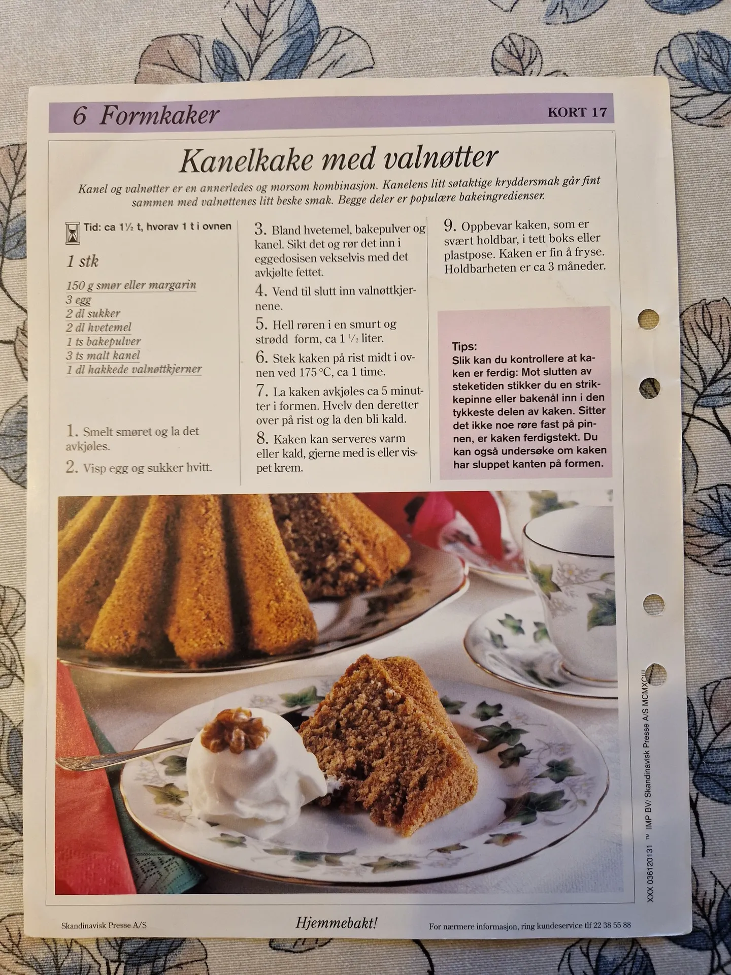 Bilde (0) av oppskrift for Kanelkake med valnøtter