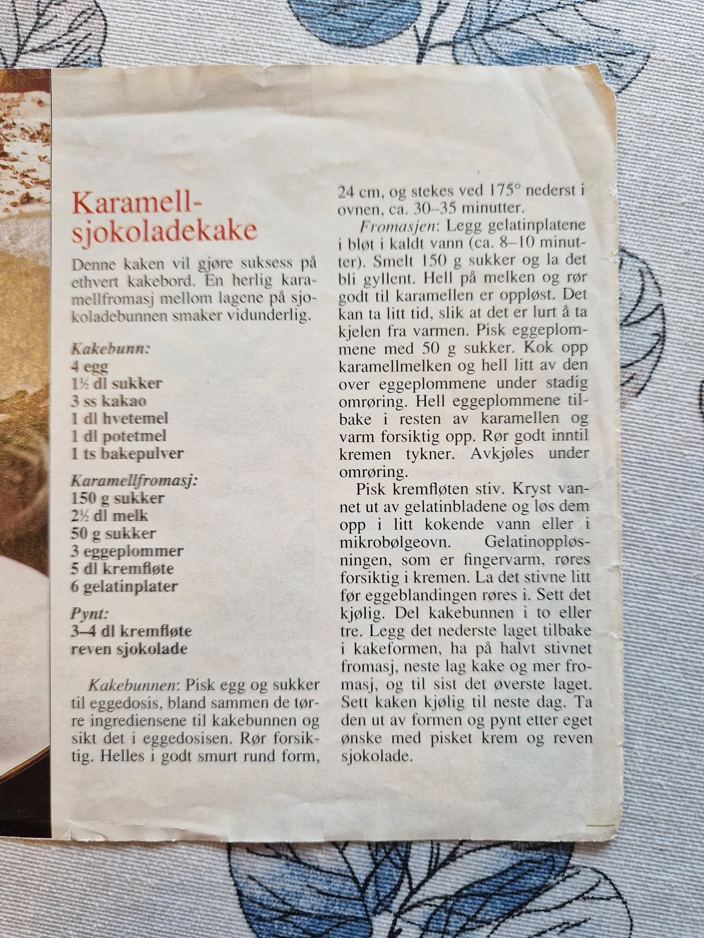 Bilde (0) av oppskrift for Karamell-sjokoladekake