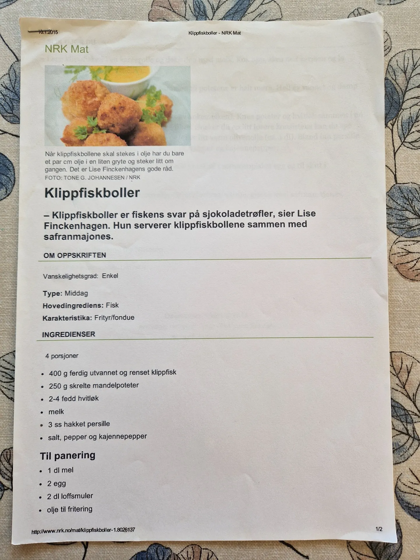 Bilde (0) av oppskrift for Klippfiskboller