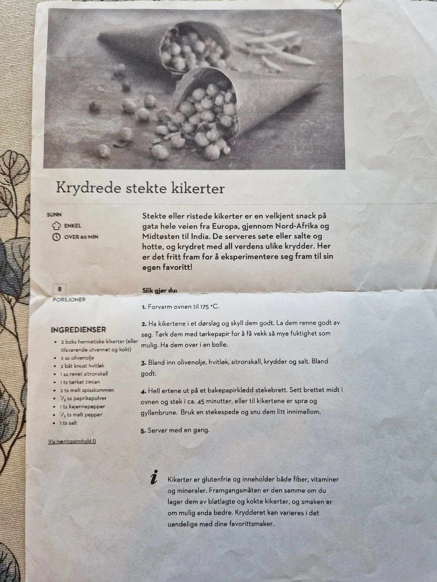 Bilde (0) av oppskrift for Krydret stekte kikerter