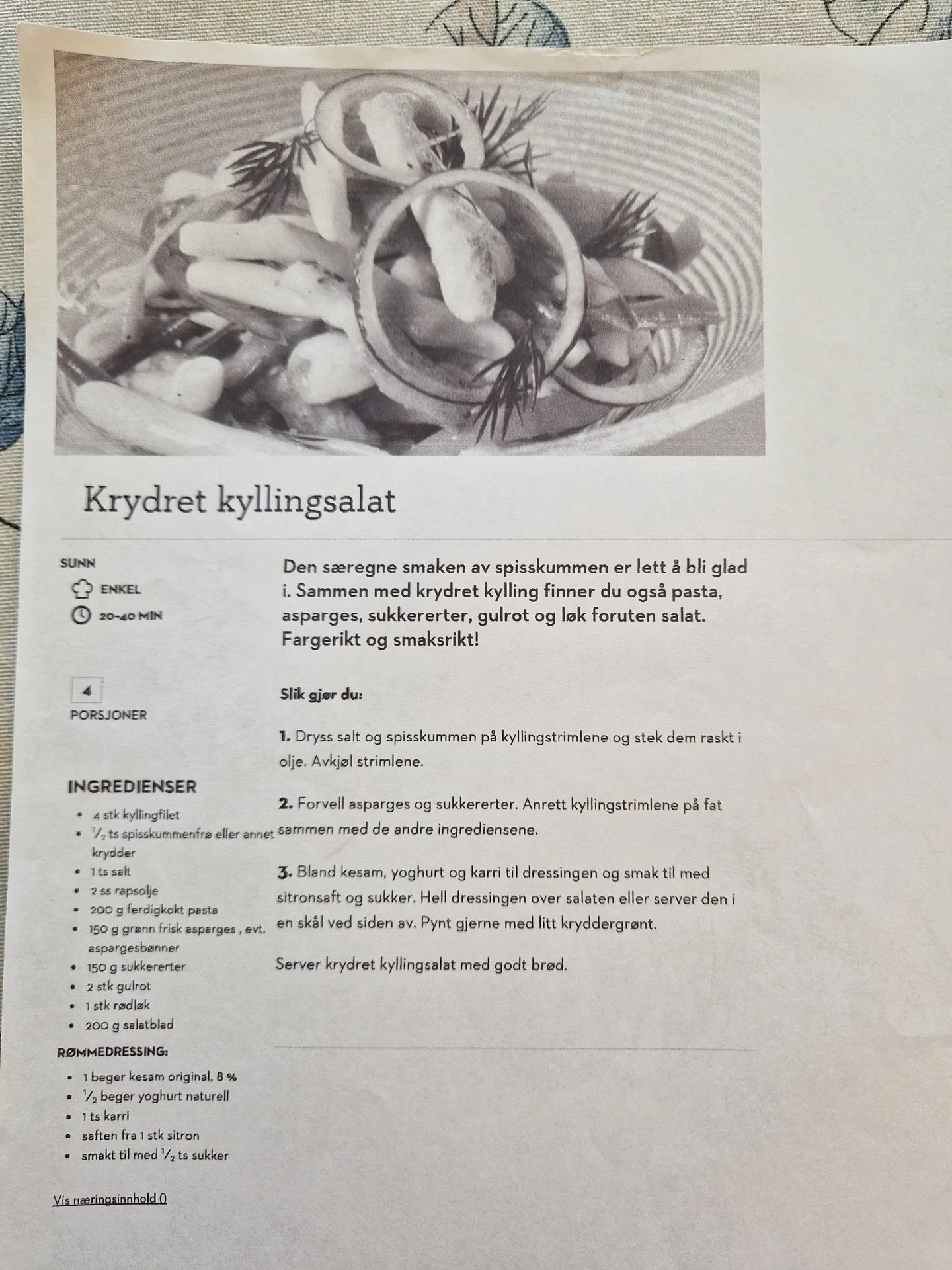 Bilde (0) av oppskrift for Krydret kyllingsalat
