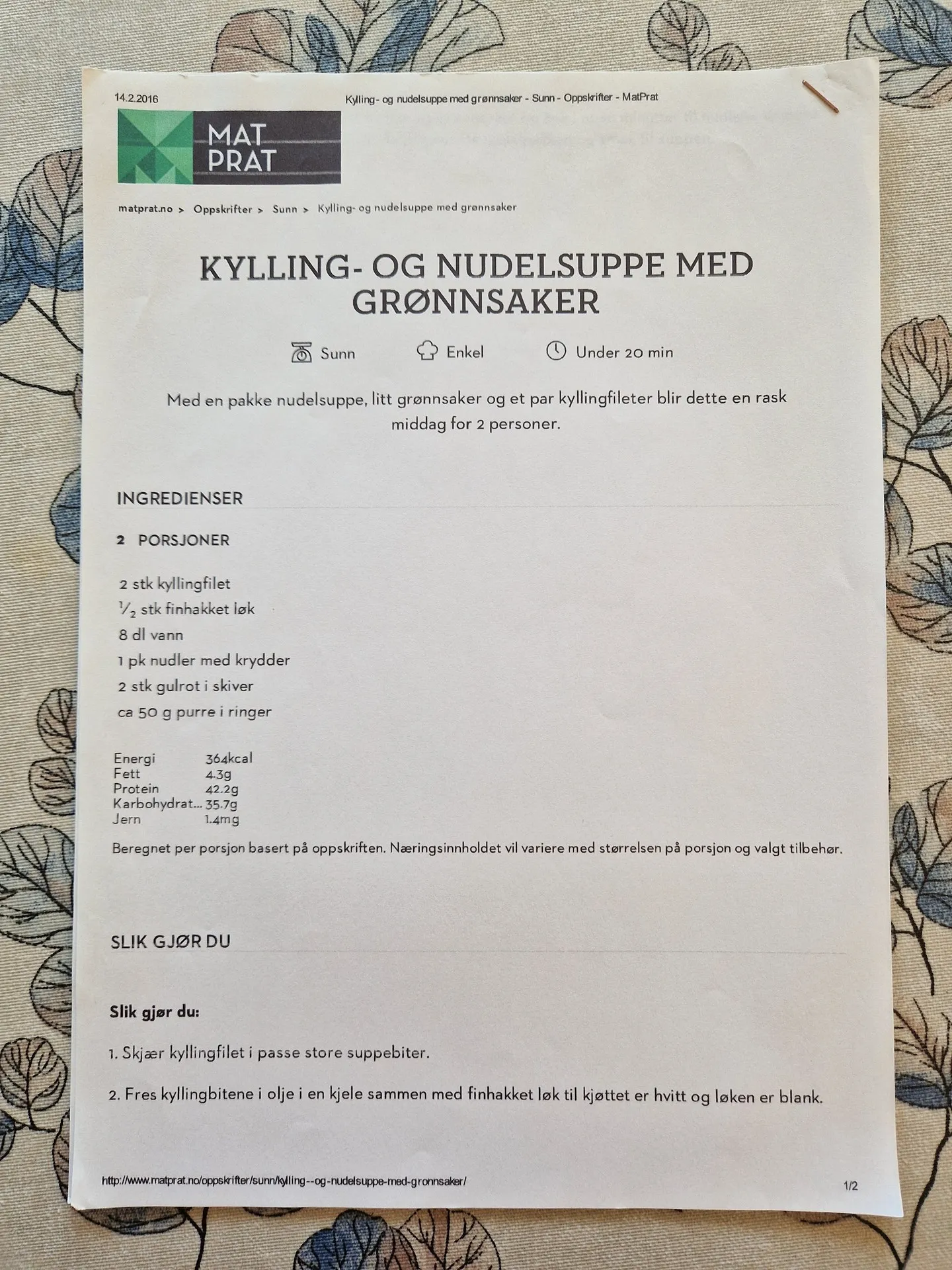Bilde (0) av oppskrift for Kylling- og nudelssupe med grønnsaker