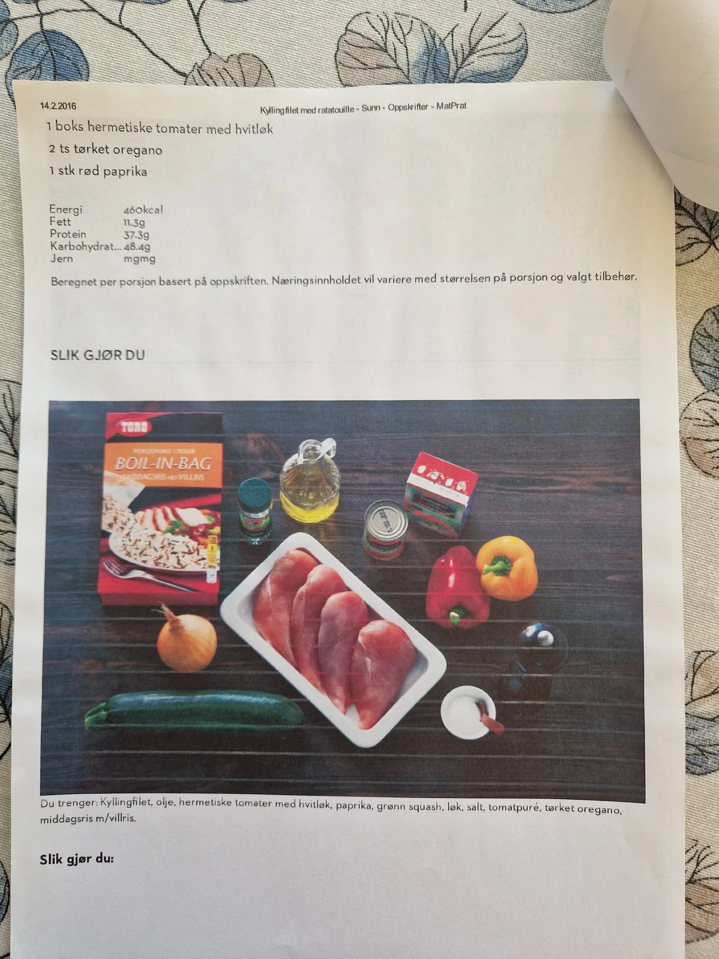 Bilde (1) av oppskrift for Kyllingfilet med ratatouille