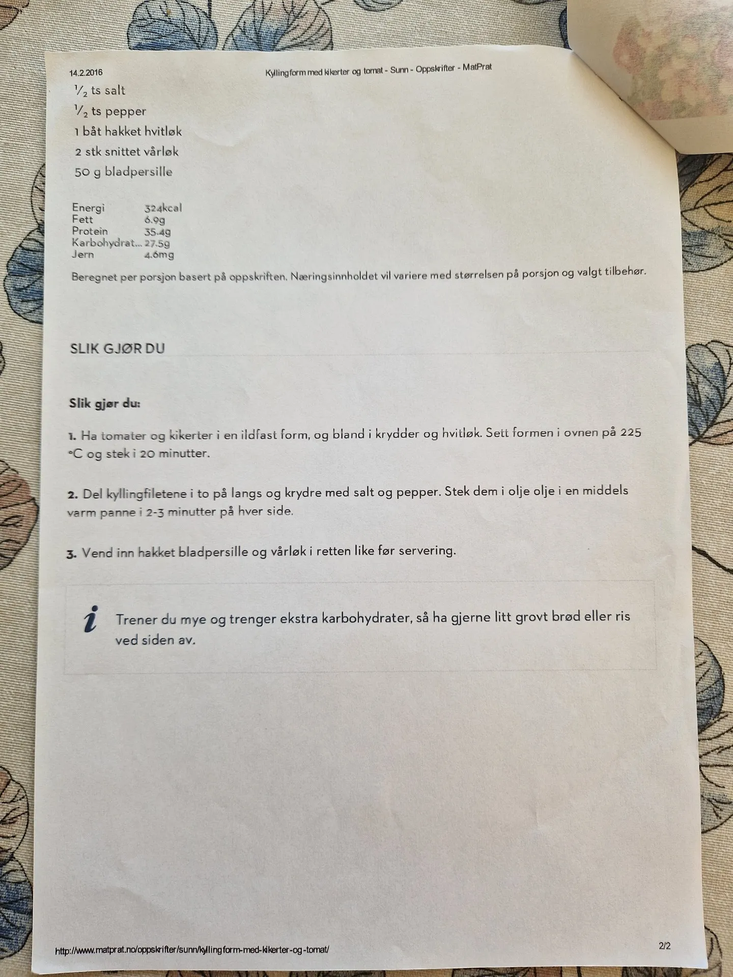 Bilde (2) av oppskrift for Kyllingform med kikerter og tomat
