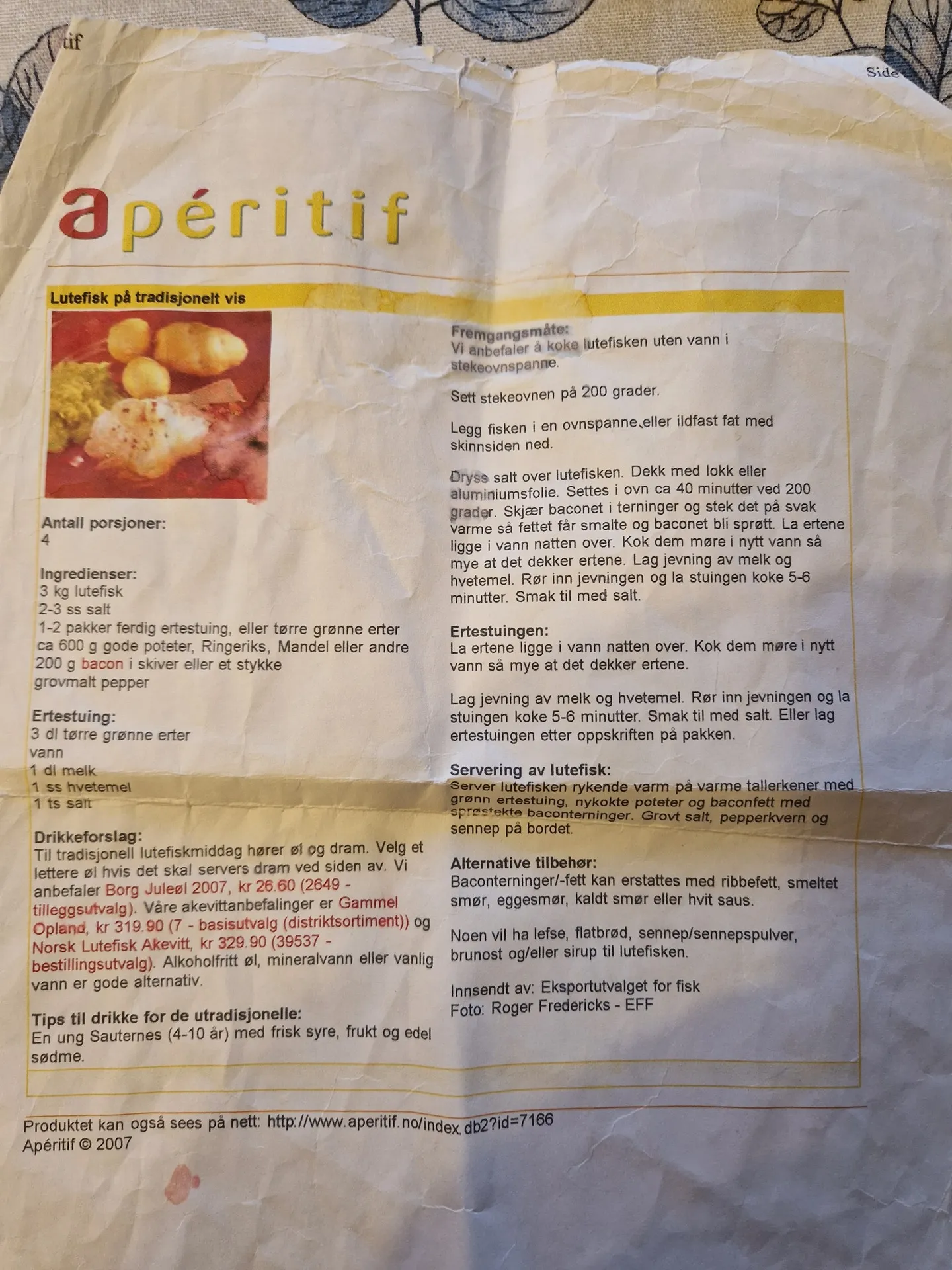 Bilde (0) av oppskrift for Lutefisk