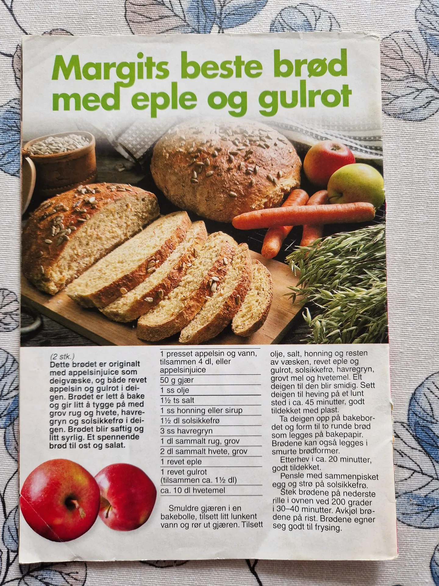 Bilde (0) av oppskrift for Margits beste brød med eple og gulrot