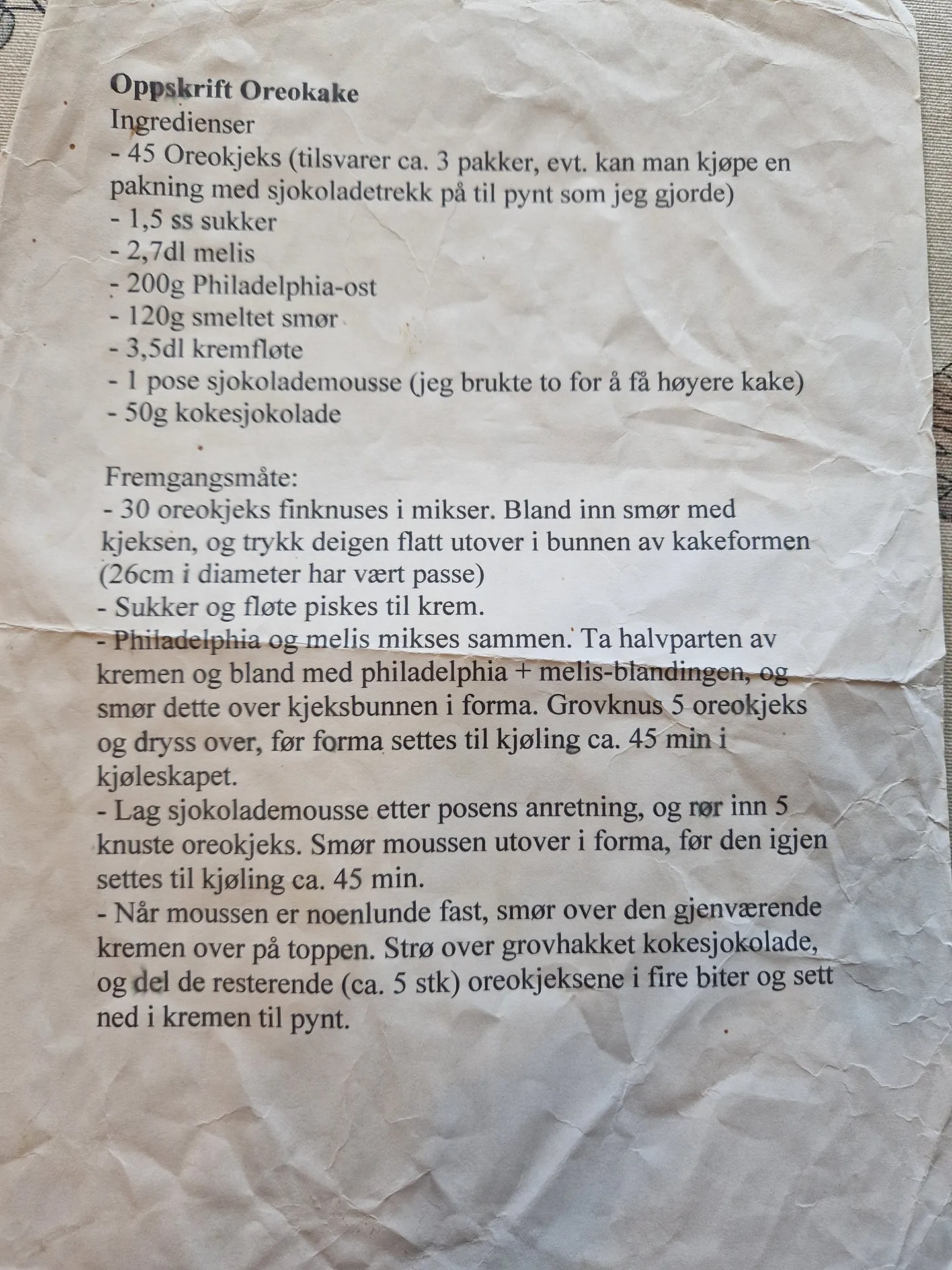 Bilde (0) av oppskrift for Oreokake 2