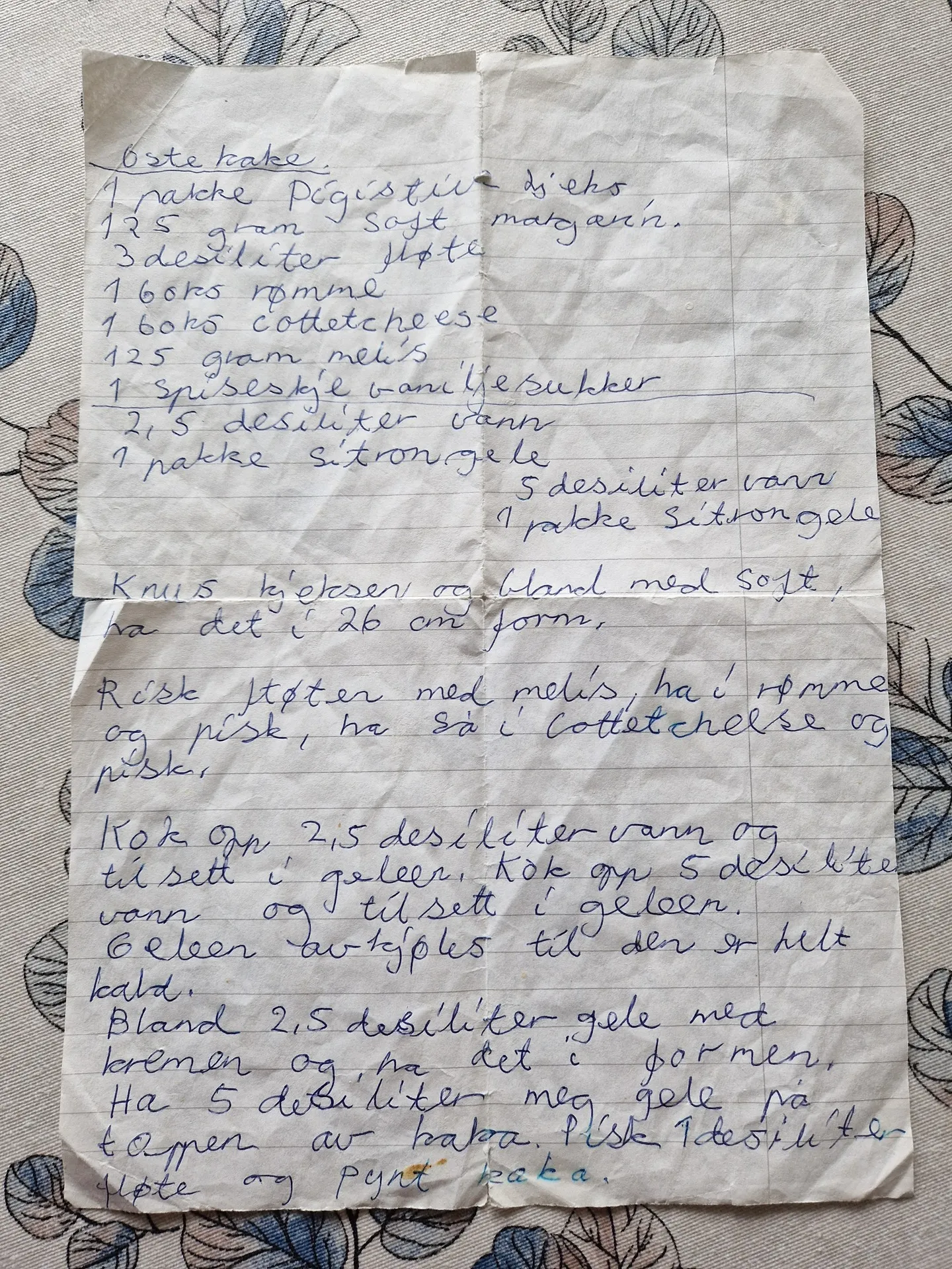 Bilde (0) av oppskrift for Ostekake