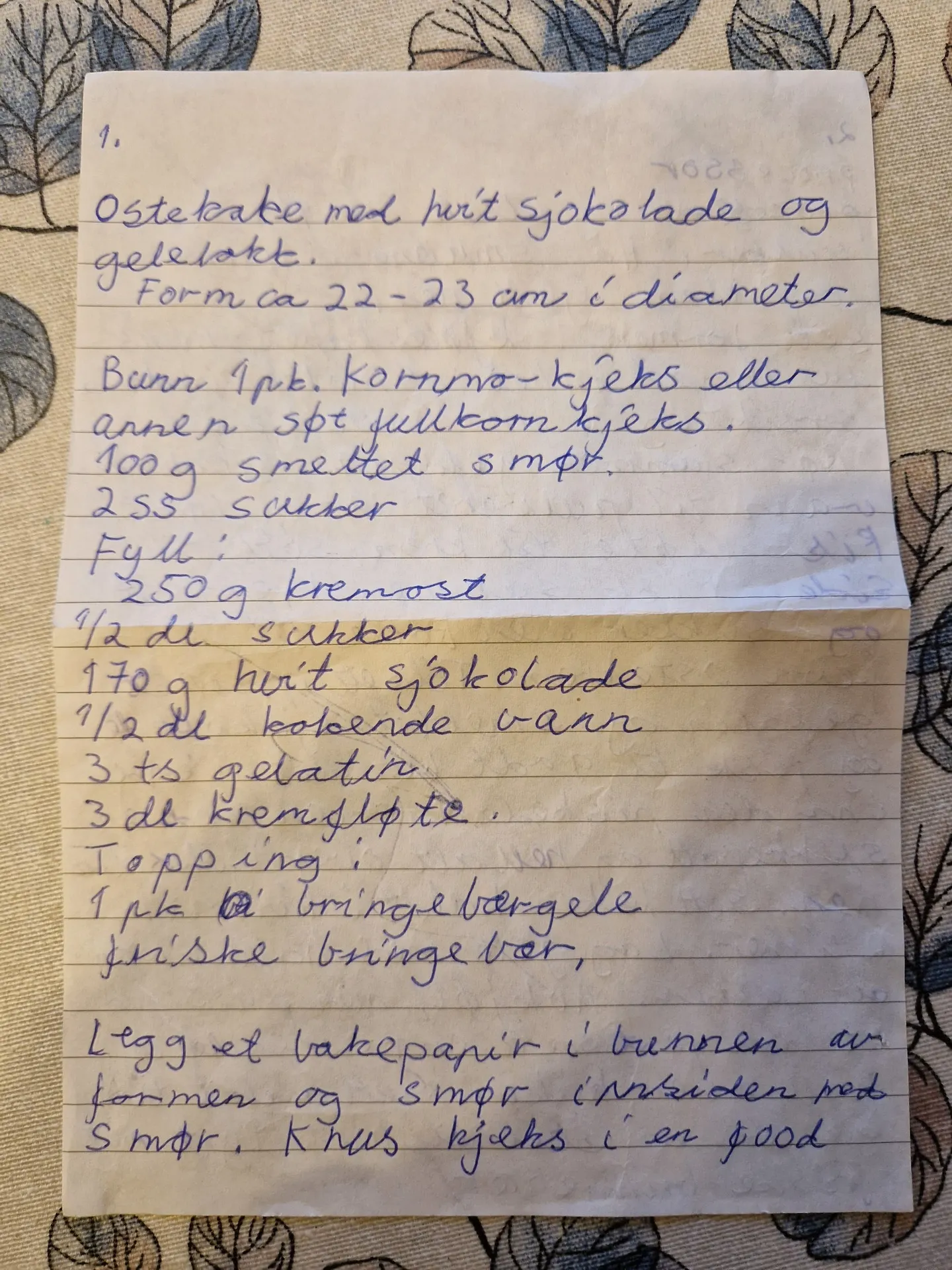 Bilde (0) av oppskrift for Ostekake med hvit sjokolade og gelèlokk