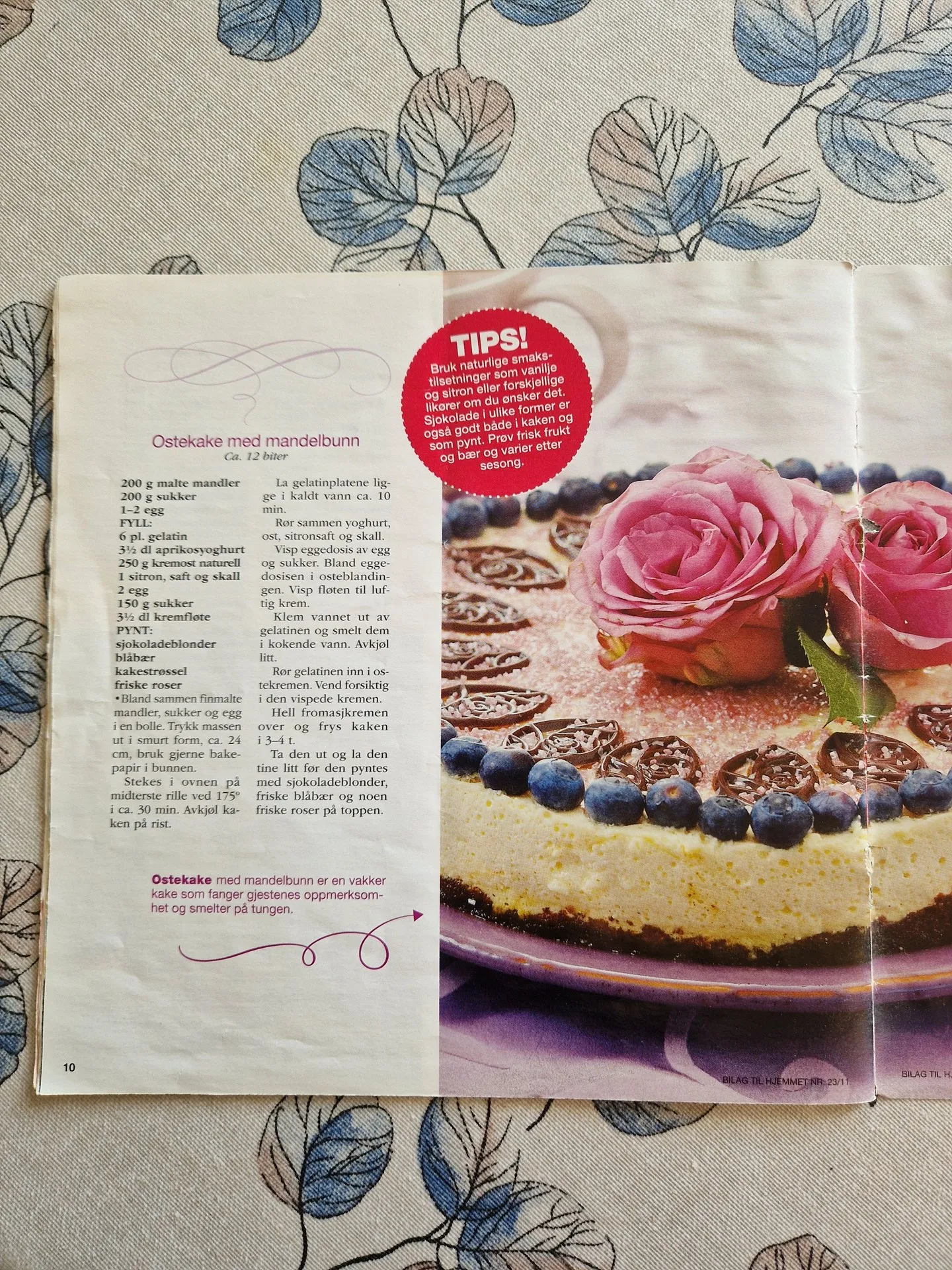 Bilde (0) av oppskrift for Ostekake med mandelbunn