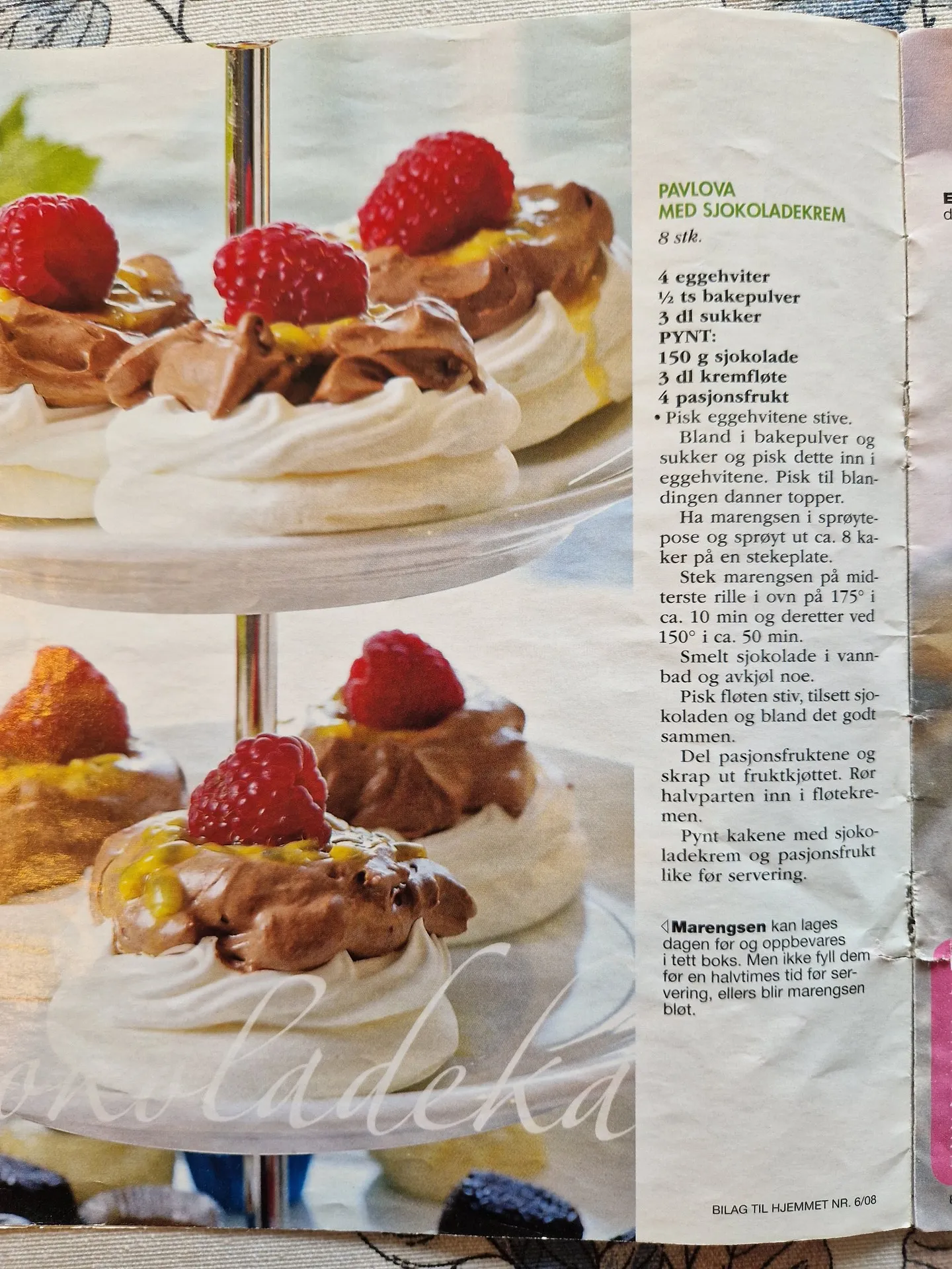 Bilde (0) av oppskrift for Pavlova med sjokoladekrem