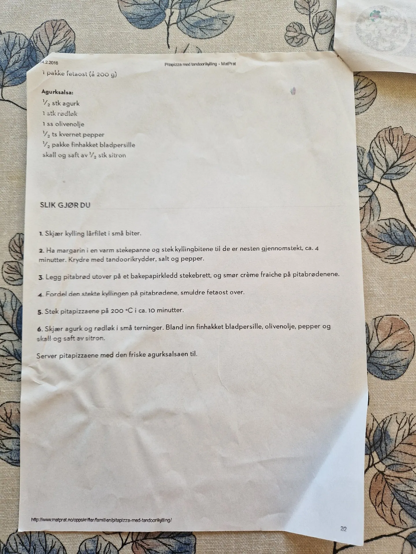 Bilde (1) av oppskrift for Pitapizza med tandoorikylling