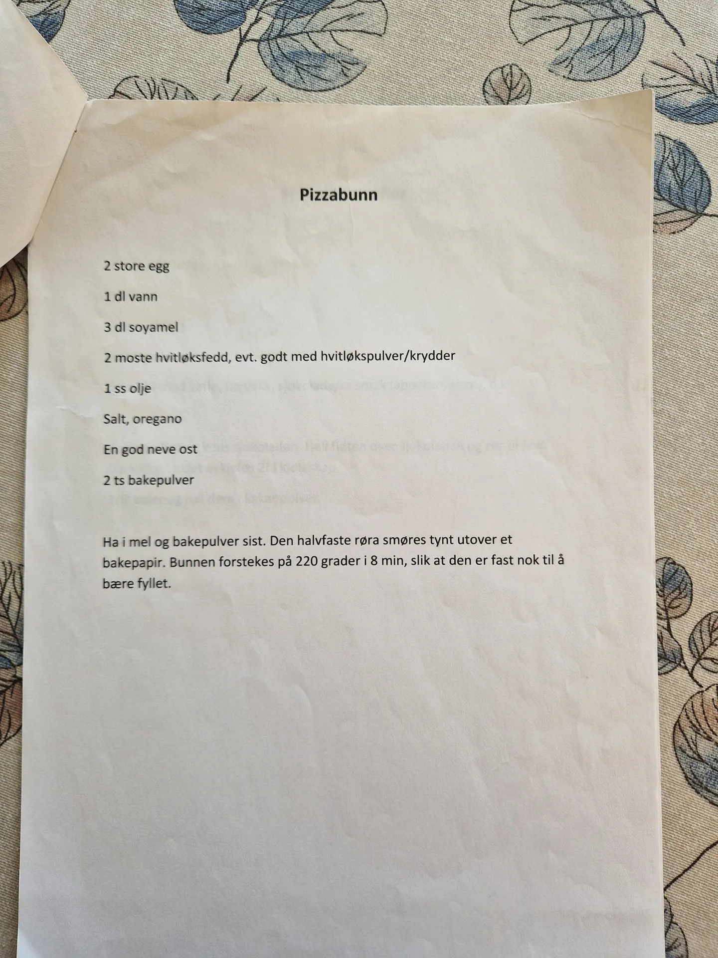 Bilde (0) av oppskrift for Pizzabunn