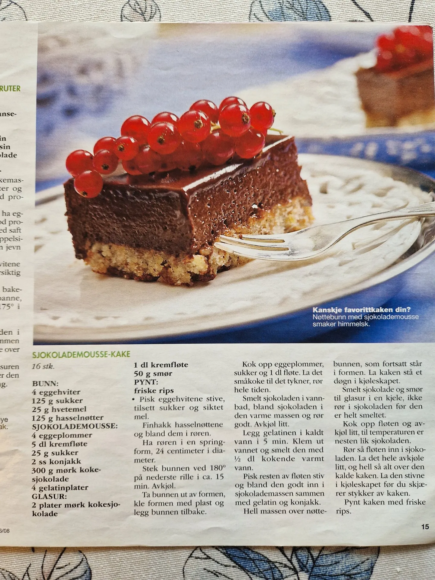 Bilde (0) av oppskrift for Sjokolademousse-kake