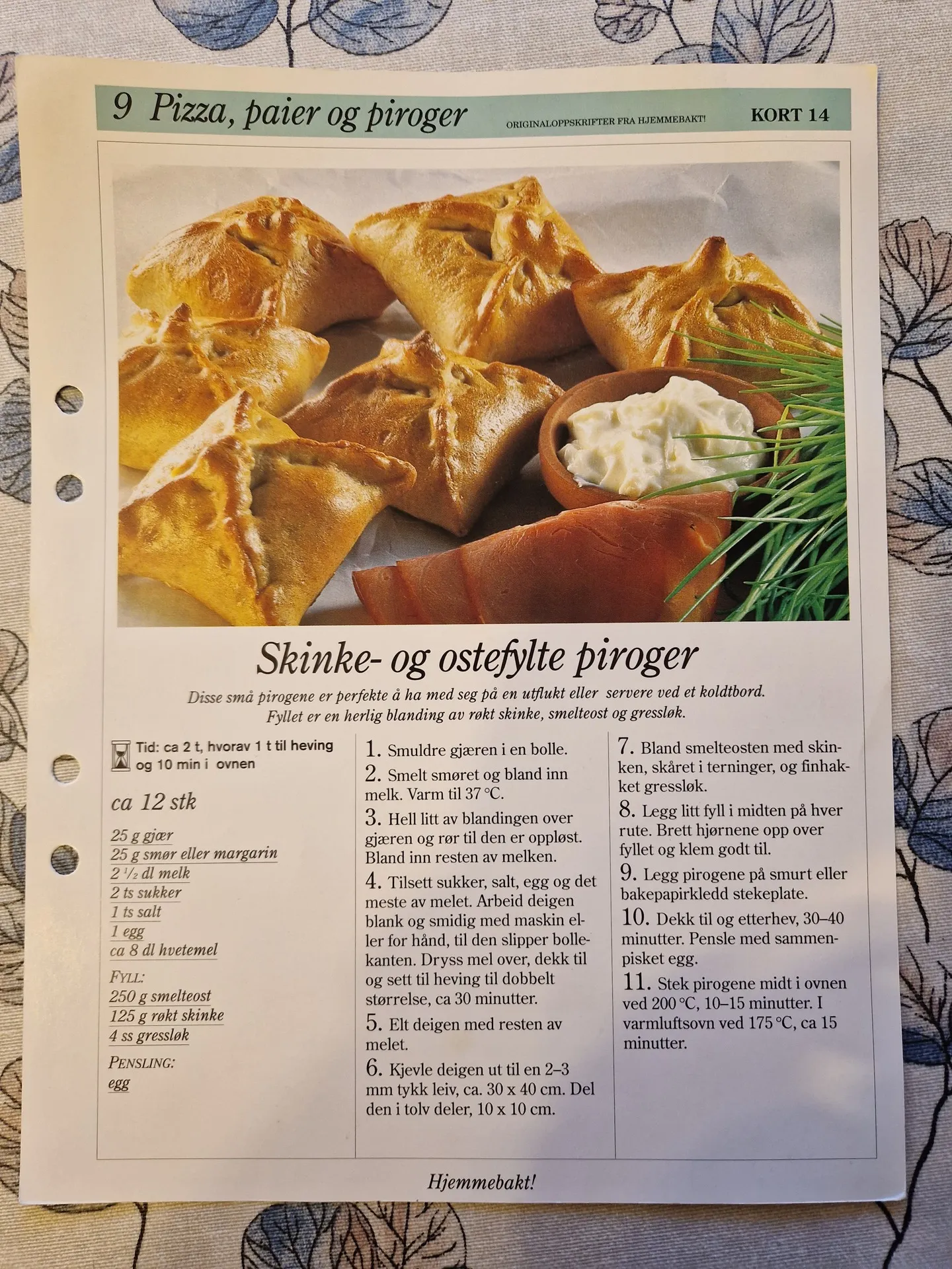 Bilde (0) av oppskrift for Skinke- og ostefylte piroger