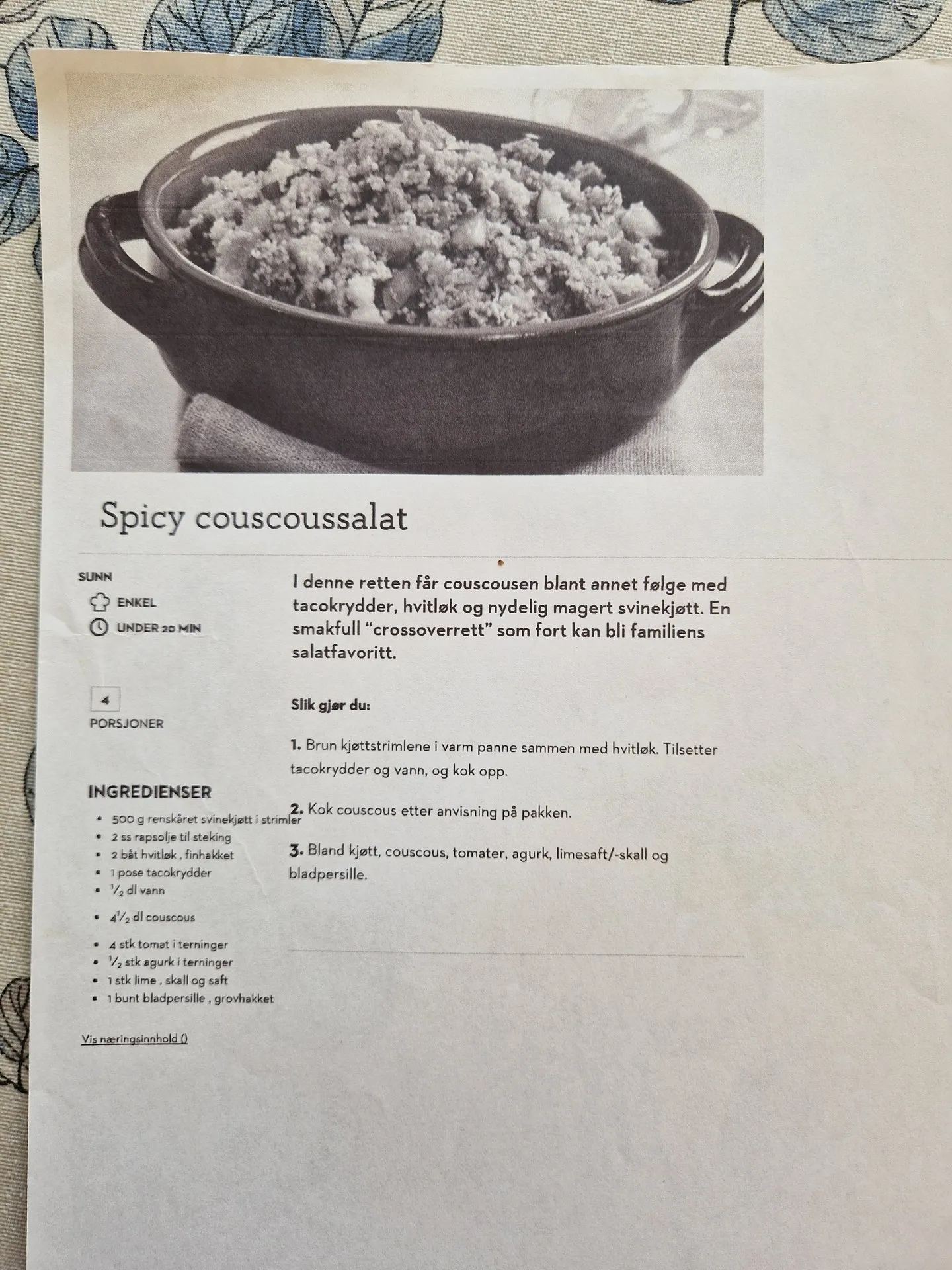 Bilde (0) av oppskrift for Spicy couscoussalat