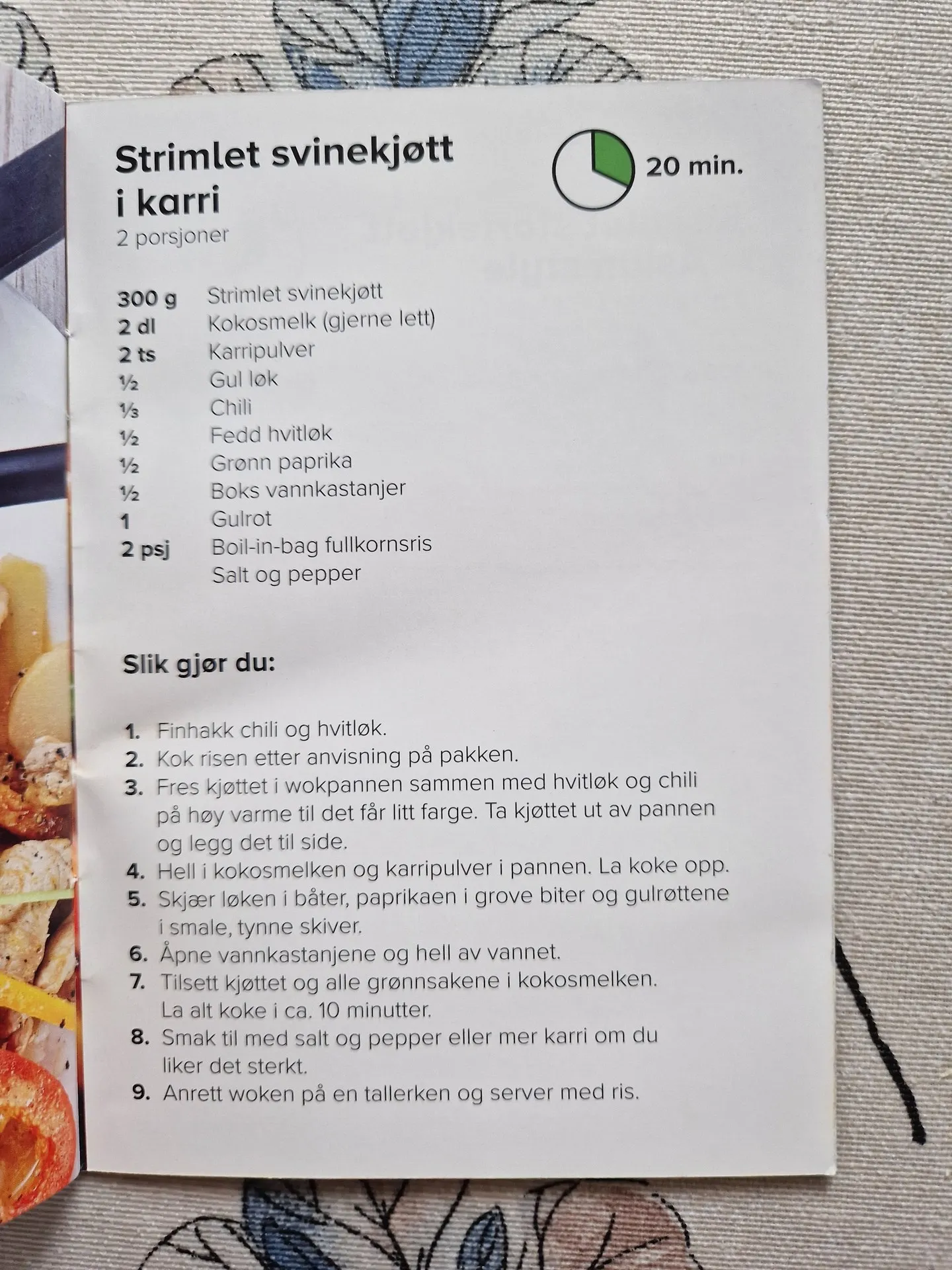 Bilde (0) av oppskrift for Strimlet svinekjøtt i karri