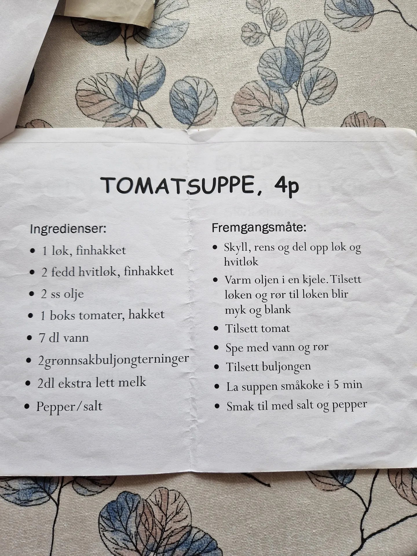 Bilde (0) av oppskrift for Tomatsuppe